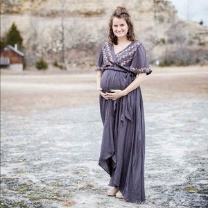 Parklan Embroidered Dress in Charcoal